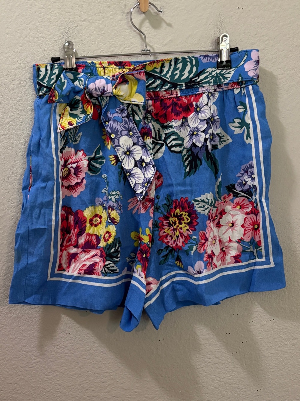 Maeve Anthropologie Floral High Waist Tie Detail Shorts Size XS